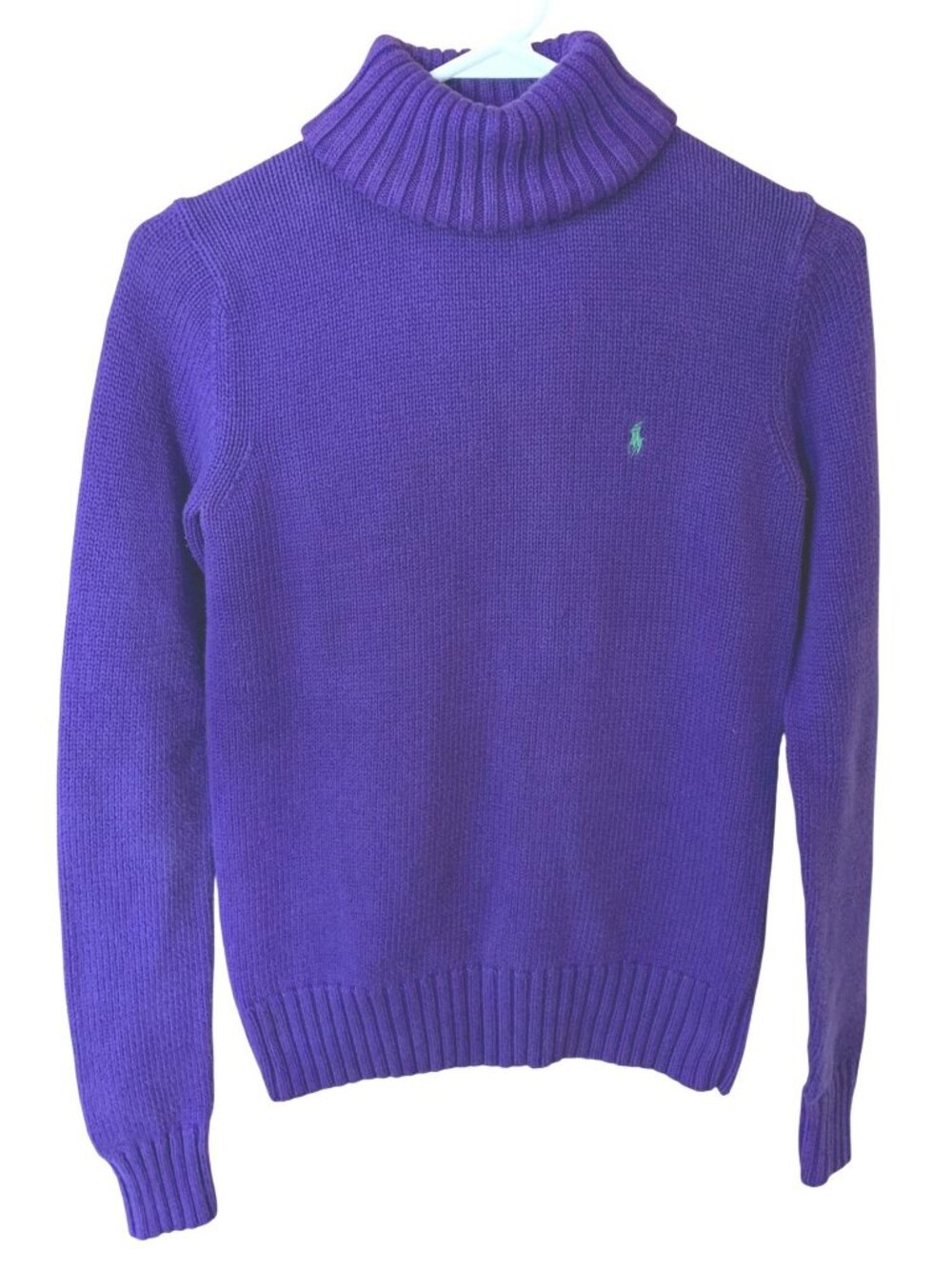 Vintage Ralph Lauren Sport S Cotton Turtleneck Sweater Purple Pony Womens